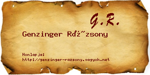 Genzinger Rázsony névjegykártya